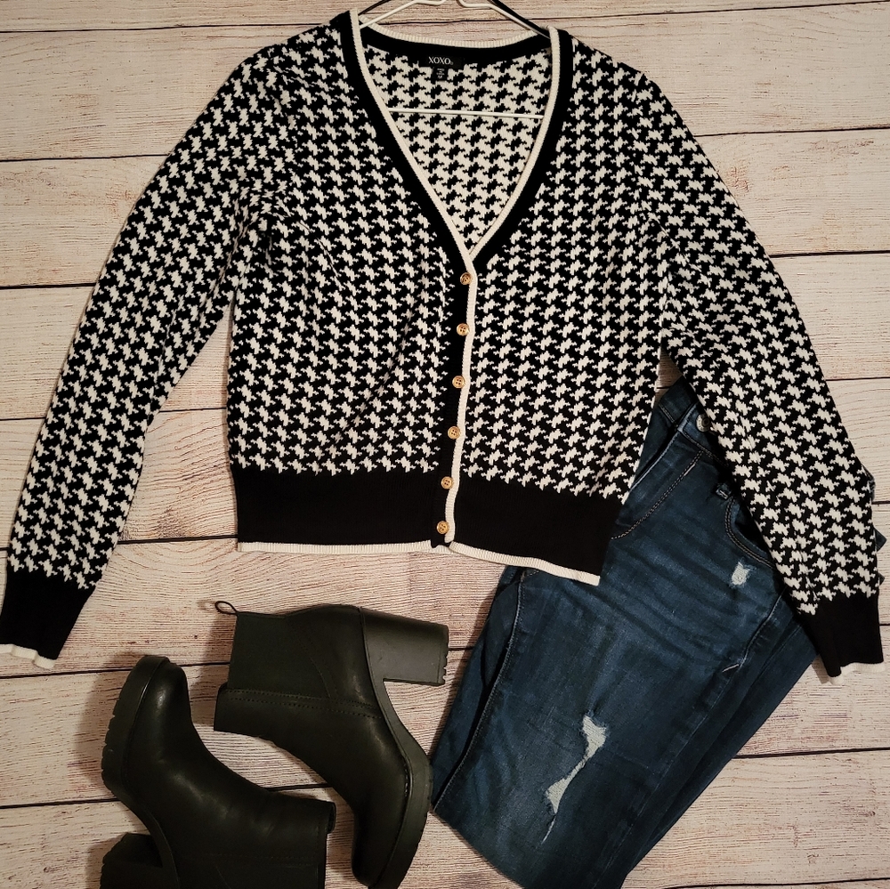 XOXO Houndstooth Cardigan